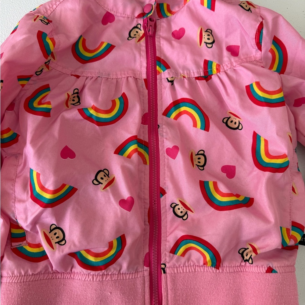 Kids Girls 3T Paul Frank Monkey Rainbows Pink Jacket Hooded Zip Up - Picture 2 of 6